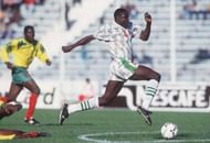 APR 1994:  RASHEED YEKINI OF NIGERIA IN ACTION DURING THE 1994 AFRICAN NATIONS CUP IN TUNISIA.   Mandatory Credit: SHAUN BOTTERILL/ALLSPORT